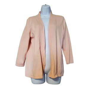 Talbots Pink Open Cardigan Long Sleeved Lightweight Womens L Sweater
